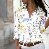 Damen Bluse mit Blumendruck lässig und vielseitig – Weiß