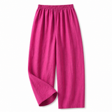 Damenhose mit elastischem Bund und geradem Bein in voller Länge – Rosa