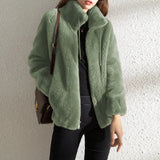 Damen Fleecejacke mit Stehkragen und Reißverschluss – Grün