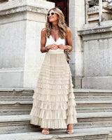 Damenrock mit hoher Taille im Boho-Stil | Maxi – Cracker Khaki