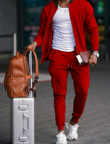 Damien | Herren Trainingsanzug Set Reißverschluss Jacke – Rot