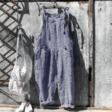 Vintage Gestreift Weiter Overall Für Damen | Ideal für den Sommer – Dunkelblau