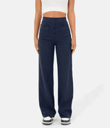 Nina | Elastische Hose mit hoher Taille – Dunkelblau