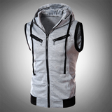 Stilvolle Slim-Fit Weste mit Kapuze - Ricardo – Hellgrau