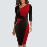 Marika - Patchwork-Bleistiftkleid – Rot und Schwarz