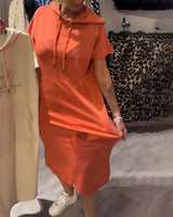 Bridget - Lässiges Hoodie-Kleid – Orange (Fast ausverkauft)