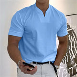 Neven – Kurzarm-T-Hemd mit V Ausschnitt – Blau