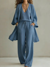 Tullia - Fließendes dreiteiliges Set – Blau