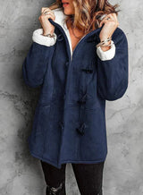 Damen Fleece Jacke mit Kapuze | Winter – Marineblau