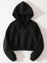 Melissa – kapuzenpullover mit geteiltem reißverschluss – Schwarz