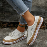 Tasselina™ – Stilvolle Damen Loafer mit dekorativen Quasten – Weiß