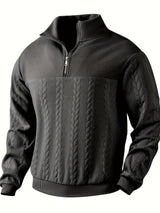 Caleb – Vintage Reißverschluss Pullover – Dunkelgrau
