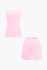 Athena | Elegantes Zweiteiler-Set mit Bustier-Top & Shorts – Rosa