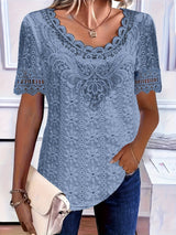 Rickea - Elegante Kurzarmbluse – Blau