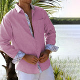Leo – Herren Sommerhemd mit Kontrastdetails und Leinenanteil – Rosa