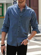 Daniel | Lässiges Langärmelig Denim-Hemd im klassischen Look – Meeresblau