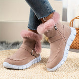 Winterschuhe Damen Stiefel | Seitlicher Reißverschluss mit Riemendetail – Rosa