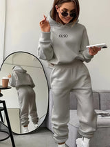 Emiziras – olso damen-zweiteiler-set bestehend aus kapuzenpullover und jogginghose – Silbergrau