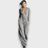 Elara – Eleganter Strick-Strampler – Hellgrau
