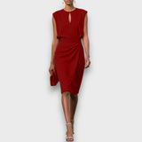 Clarisse – Midi-Kleid mit Drapierung – Rot