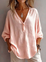 Melna - Elegante Bluse Mit V-Ausschnitt – Rosa