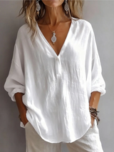 Melna - Elegante Bluse Mit V-Ausschnitt – Weiß