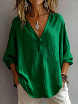 Melna - Elegante Bluse Mit V-Ausschnitt – Grün
