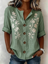 Fiana - Besticktes Softtouch-Top – Grün