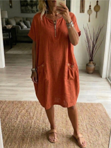 Slavka – Midi Kleid Mit Taschen Und Reißverschluss – Orange