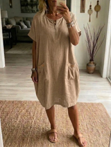 Slavka – Midi Kleid Mit Taschen Und Reißverschluss – Khaki