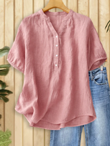 Helora - Bluse mit V-Ausschnitt und weicher Haptik – Rosa