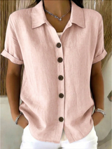 Sachini - Kurzarm Bluse Mit Knöpfen – Rosa