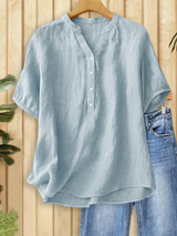 Helora - Bluse mit V-Ausschnitt und weicher Haptik – Blau