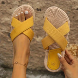 Elisienne – Lässige Espadrille-Sandalen mit Kreuzriemen – Gelb
