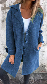 Isabella – lässige lange jacke mit umschlag – Blau