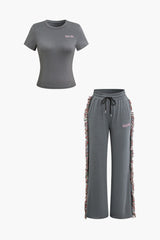 Jade | Freizeit-Set mit Fransen-Details – Grau