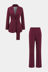 Camilla | Elegantes Zweiteiler-Set mit Blazer & Hose – Burgunderrot