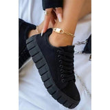 Rosario Schnürschuhe Damen - Trendige Urban Chic Sneakers mit Gepolsterter Sohle – Schwarz