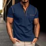 Dennis | Herren Henley Shirt Mit Kontrast Casual – Dunkelblau