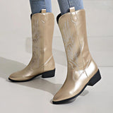 Weiche Western-Cowboystiefel für Damen | Bequem – Gold