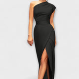 Axa - Stilvolles asymmetrisches Abendkleid – SCHWARZ