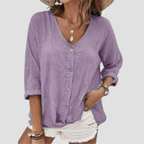 Elena | Handgemachte Bluse mit V-Ausschnitt – Lila