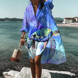 Florence - Lässiges Hemdblusenkleid aus Leinen – Ozeanblau