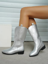 Mael – Cowboystiefel aus Leder – Silber