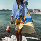 Florence - Lässiges Hemdblusenkleid aus Leinen – Blau