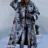 Warmer Damen Wintermantel | Langer Schnitt – Grau-Schwarz