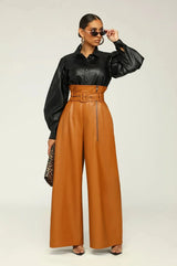 Dila | Hochtaillierter Hose mit Gürtel – Orange