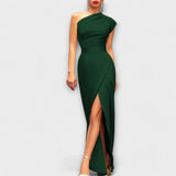 Axa - Stilvolles asymmetrisches Abendkleid – GRÜN