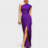 Axa - Stilvolles asymmetrisches Abendkleid – LILA