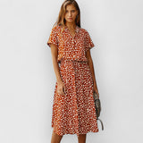 April | Schickes Bequemes Kleid – Orange Rot